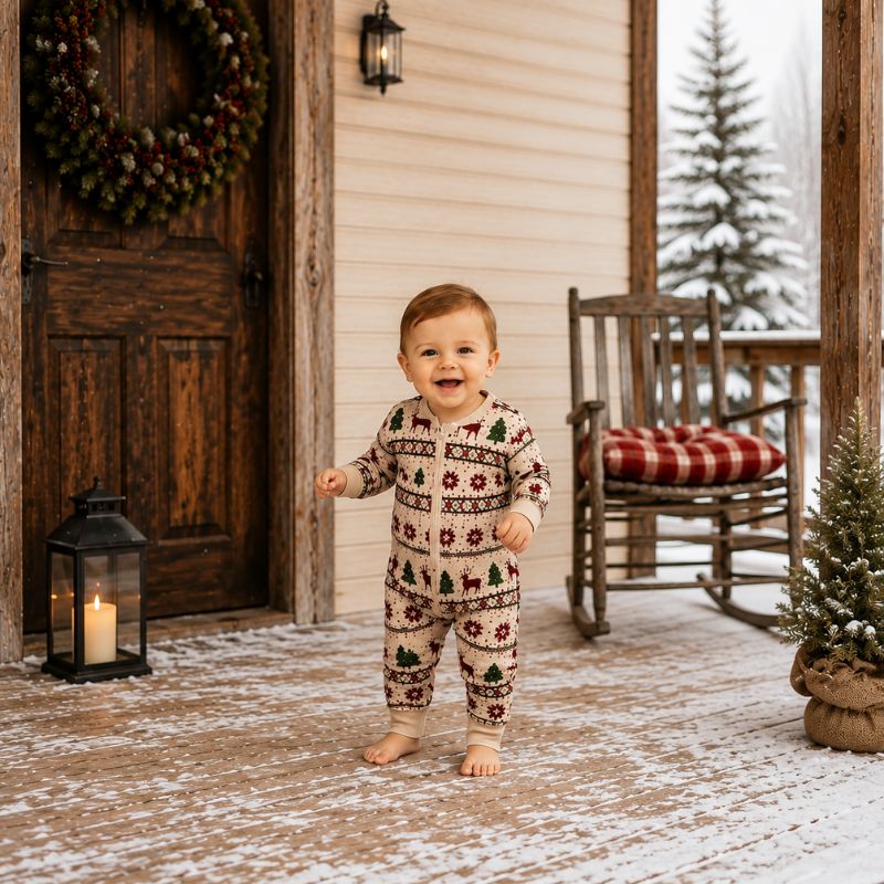 Matching Family Christmas Pyjamas - Rustic Cabin