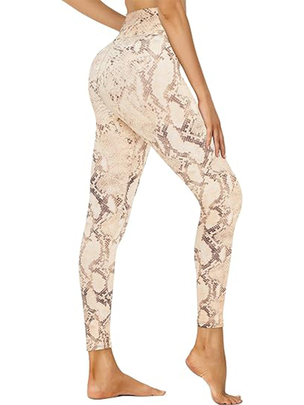 Verkürzte Leggings mit hoher Taille und Schlangenmuster – Sporthose