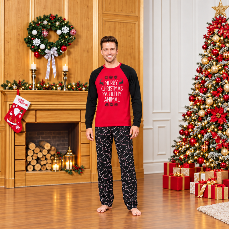 Matching Family Christmas Pyjamas - Merry Ya Filthy Animal