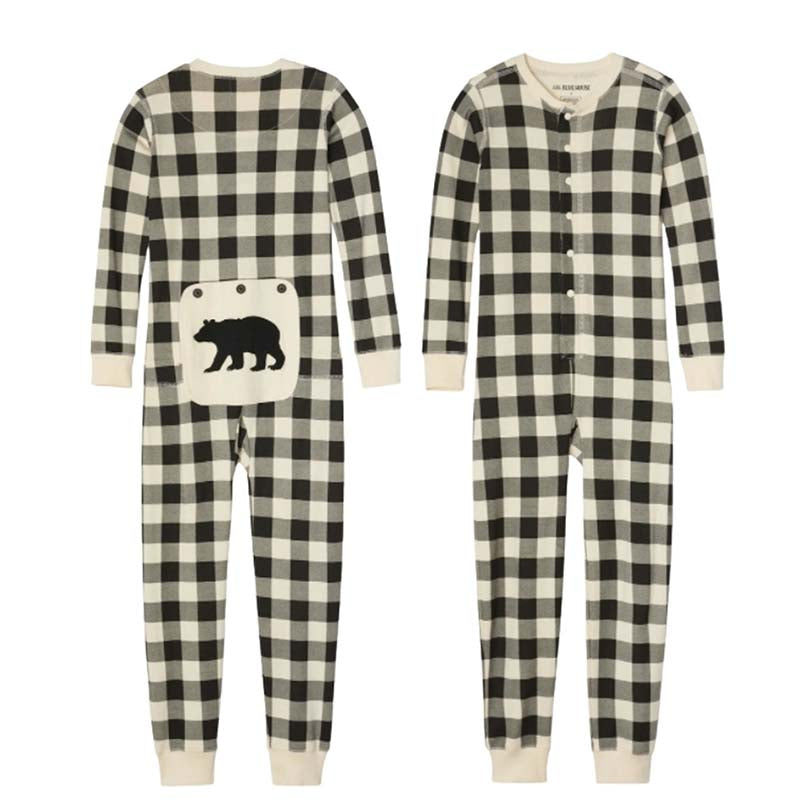 Matching Family Christmas Onesie - Cream and Black Plaid