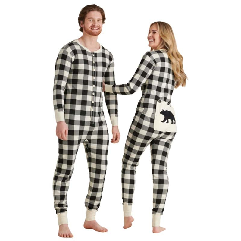 Matching Family Christmas Onesie - Cream and Black Plaid