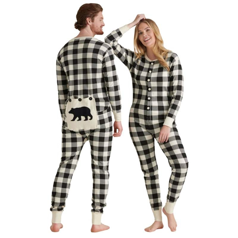 Matching Family Christmas Onesie - Cream and Black Plaid