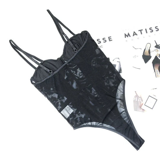 Damen-Korsett-Body mit Blumenstickerei aus Stretch-Polyester und Elastan