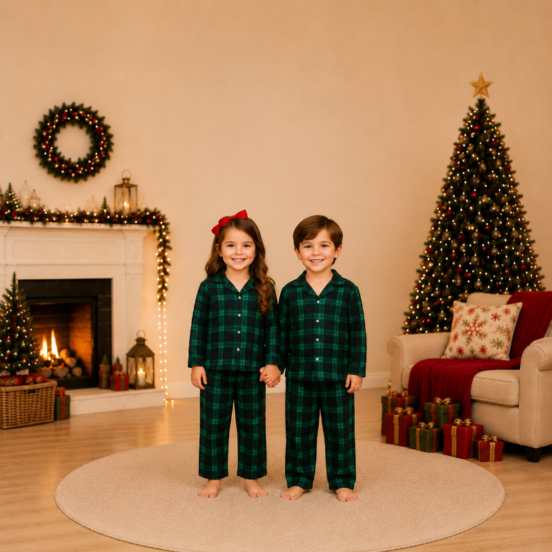 Matching Family Christmas Pyjamas - Emerald Plaid