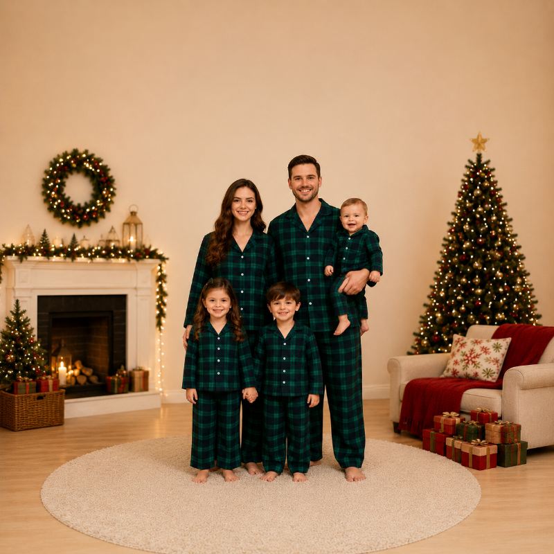 Matching Family Christmas Pyjamas - Emerald Plaid