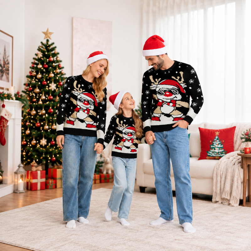 Matching Family Christmas Jumper - Cool Reindeer Crew Neck