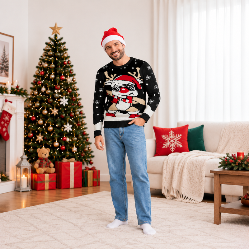 Matching Family Christmas Jumper - Cool Reindeer Crew Neck