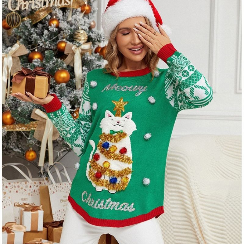 Christmas Jumper - Meowy Cat Graphic
