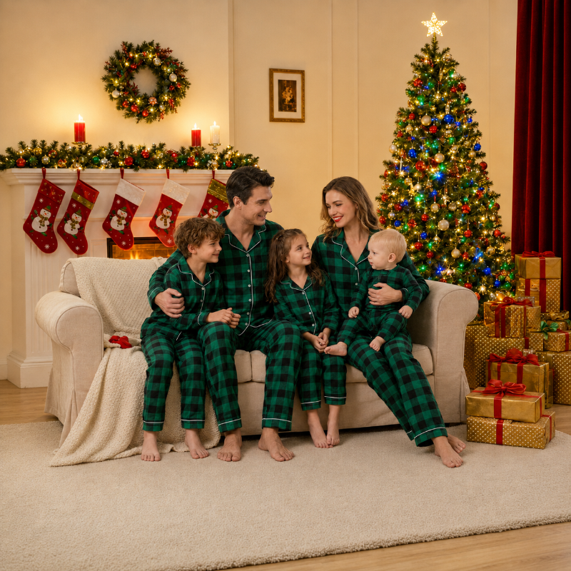 Matching Family Christmas Pyjamas - Evergreen Plaid