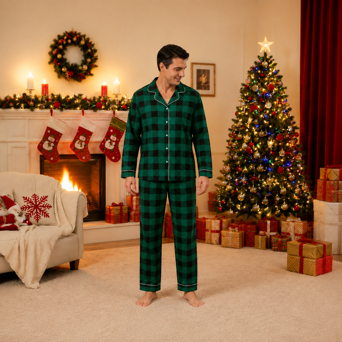 Matching Family Christmas Pyjamas - Evergreen Plaid