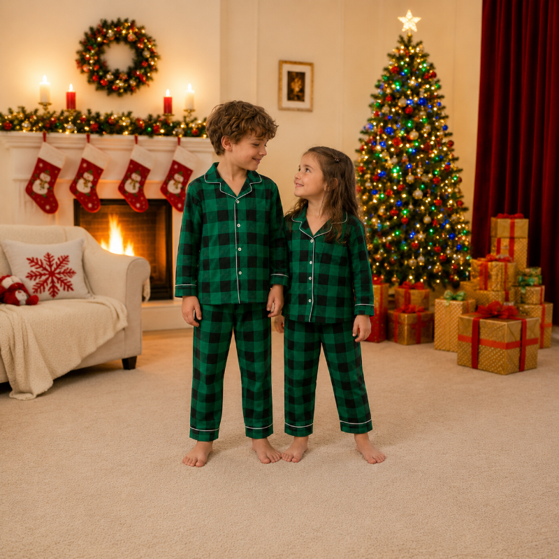 Matching Family Christmas Pyjamas - Evergreen Plaid