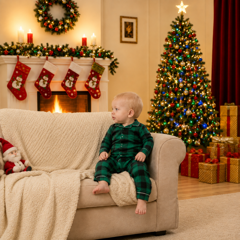 Matching Family Christmas Pyjamas - Evergreen Plaid