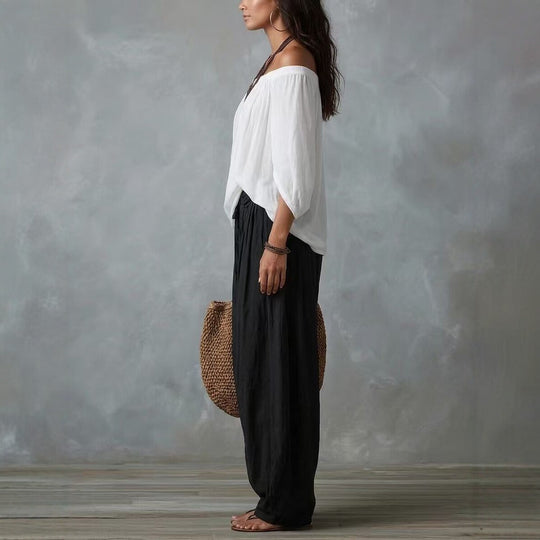 Women's One-Shoulder T-Shirt & Wide-Leg Pants Two-Piece Set — Urban Casual Outfit