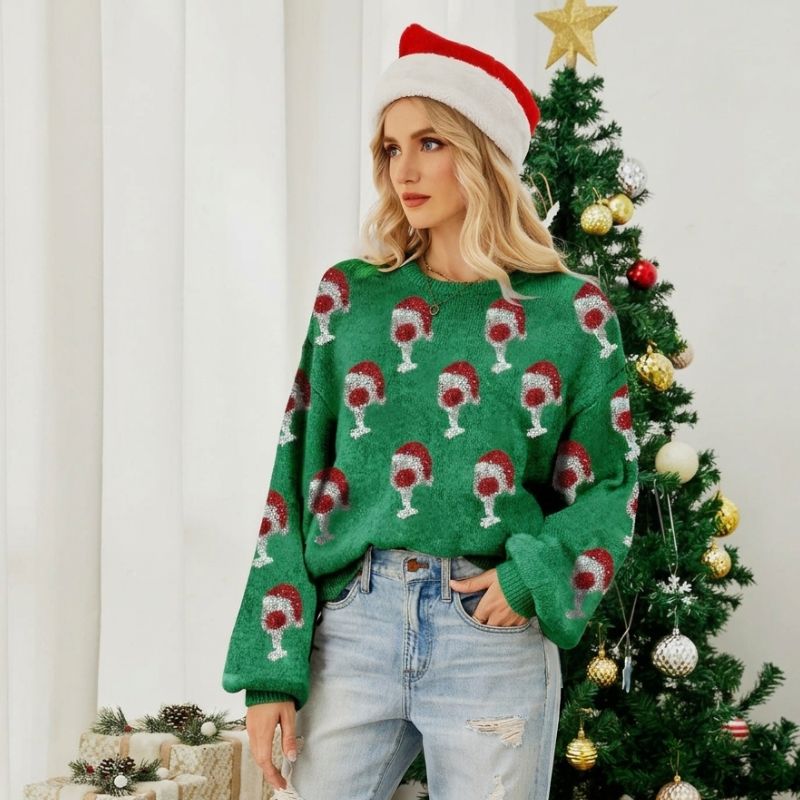 Christmas Jumper - Santa Wine Glass Knit