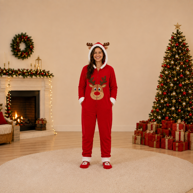 Matching Family Christmas Onesie - Red Reindeer