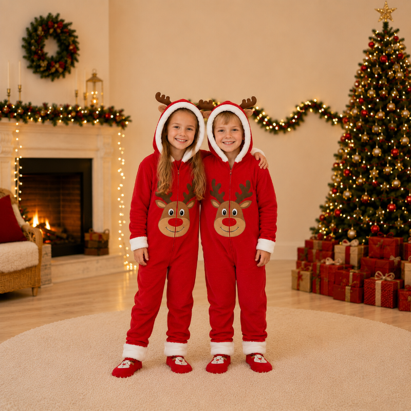 Matching Family Christmas Onesie - Red Reindeer