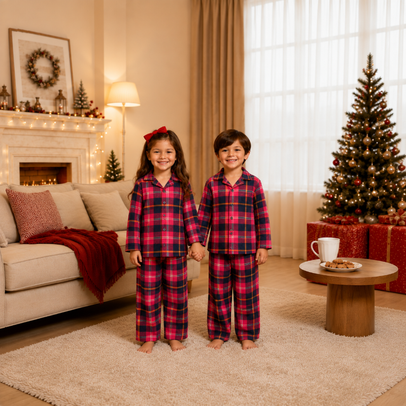 Matching Family Christmas Pyjamas - Red Tartan Plaid