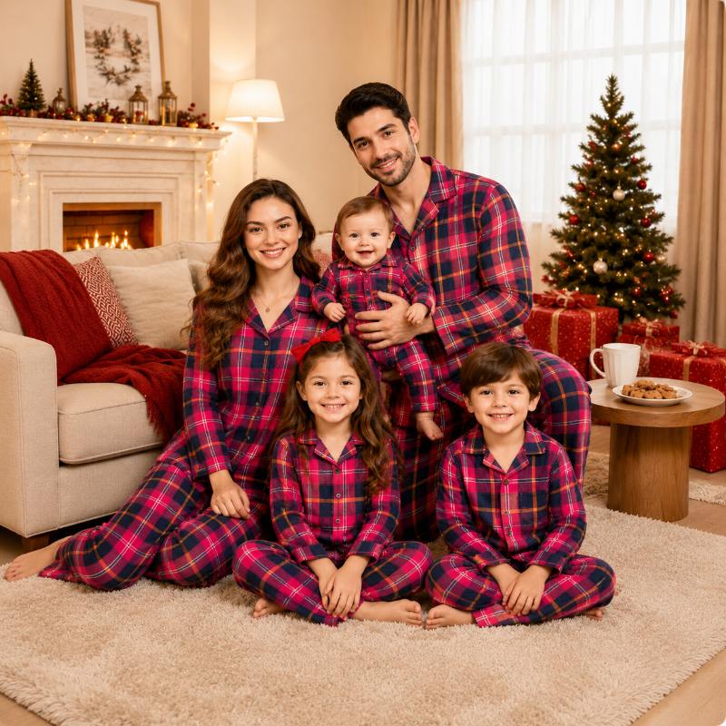 Matching Family Christmas Pyjamas - Red Tartan Plaid