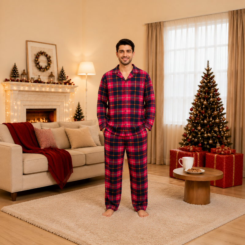 Matching Family Christmas Pyjamas - Red Tartan Plaid