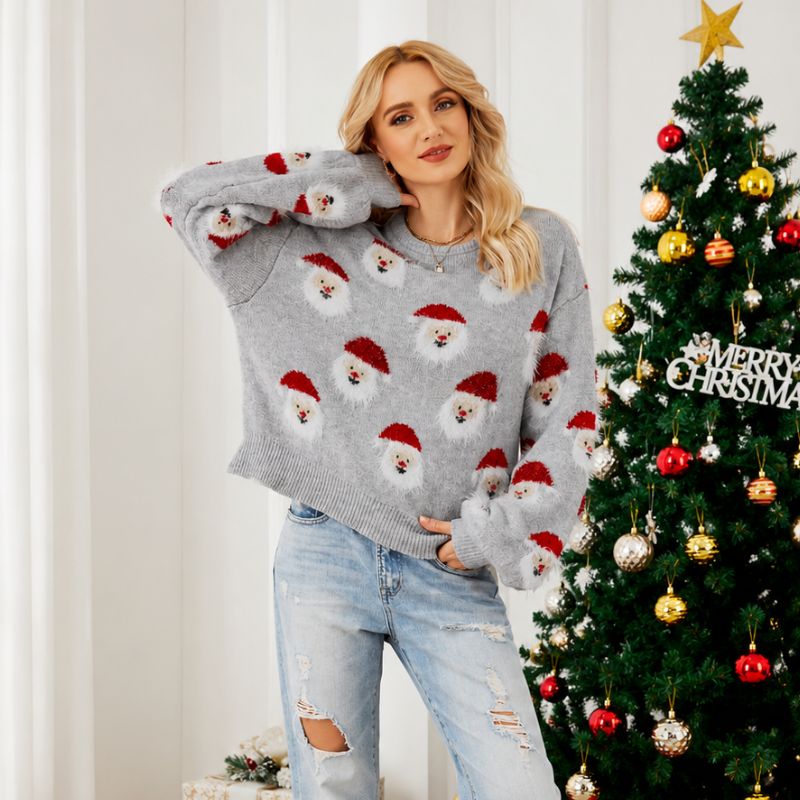 Christmas Jumper - Fuzzy Santa Crew Neck