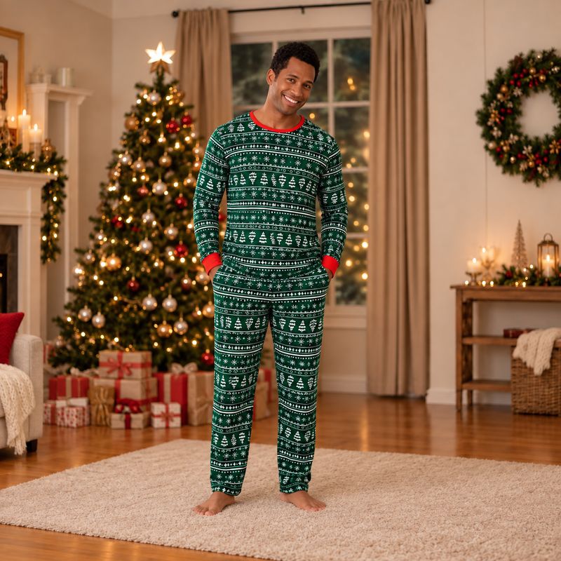 Matching Family Christmas Pyjamas - Green Winter