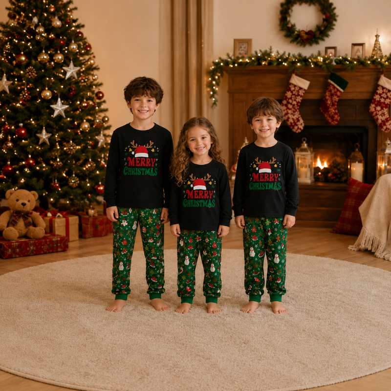 Matching Family Christmas Pyjamas - Holly Green Icons