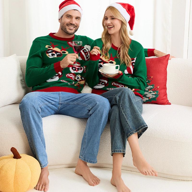 Matching Family Christmas Jumper - Jolly Santa & Reindeer