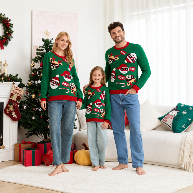 Matching Family Christmas Jumper - Jolly Santa & Reindeer