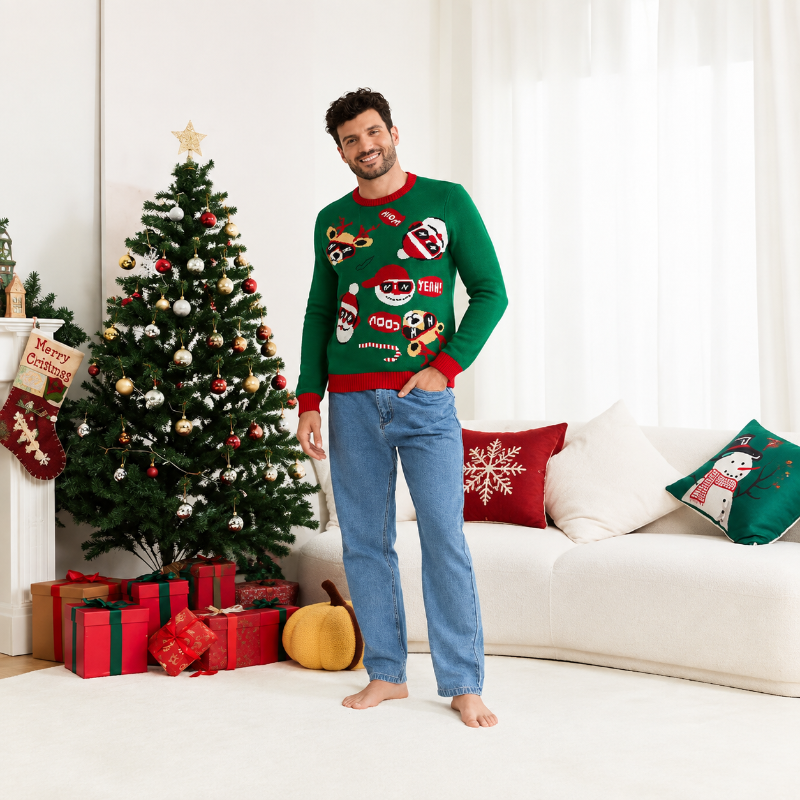 Matching Family Christmas Jumper - Jolly Santa & Reindeer