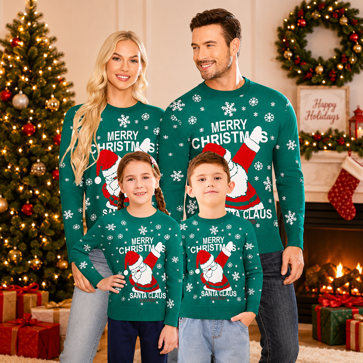 Matching Family Christmas Jumper - Merry Santa Claus Family