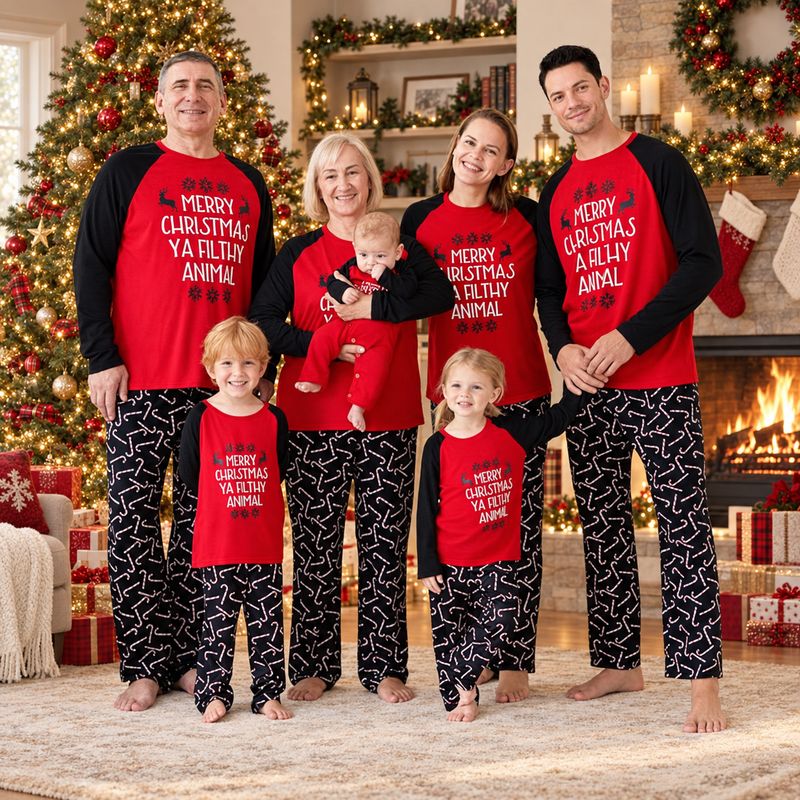 Matching Family Christmas Pyjamas - Merry Ya Filthy Animal