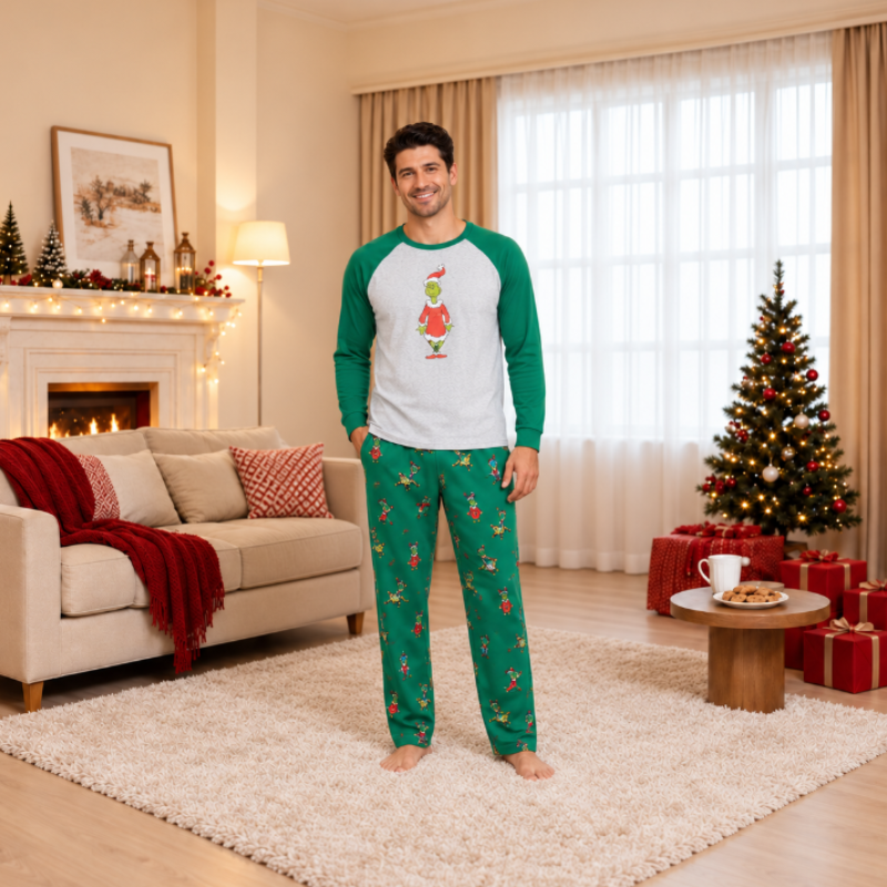 Matching Family Christmas Pyjamas - Naughty Grinch