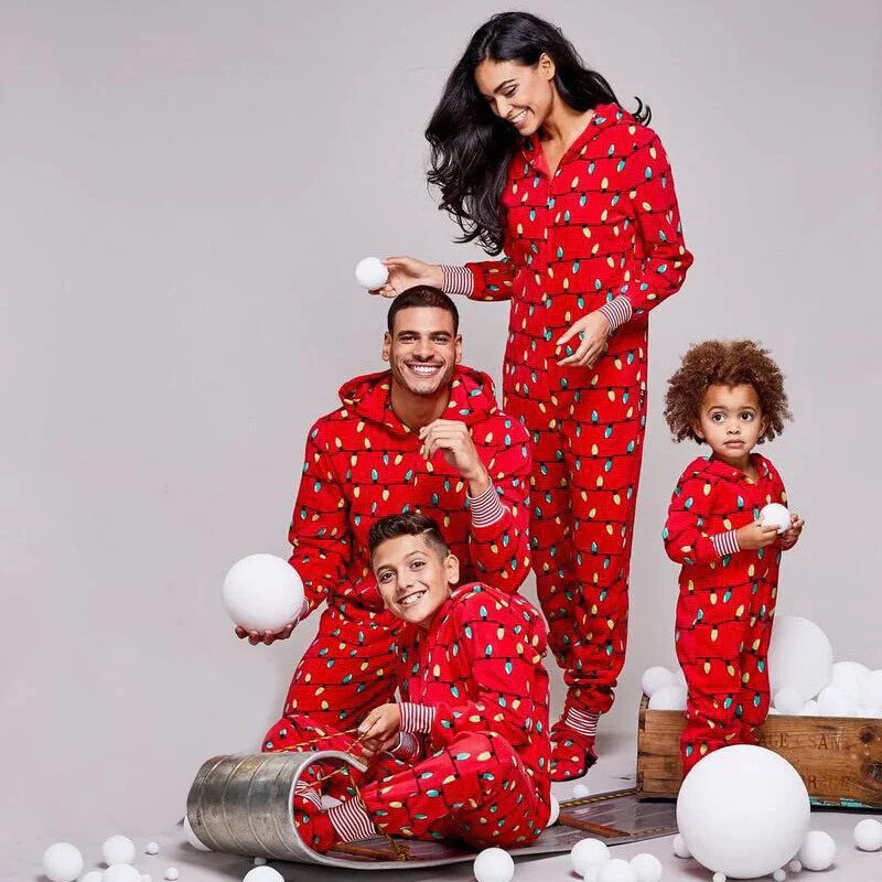 Matching Family Christmas Onesie - Red Light Bulbs
