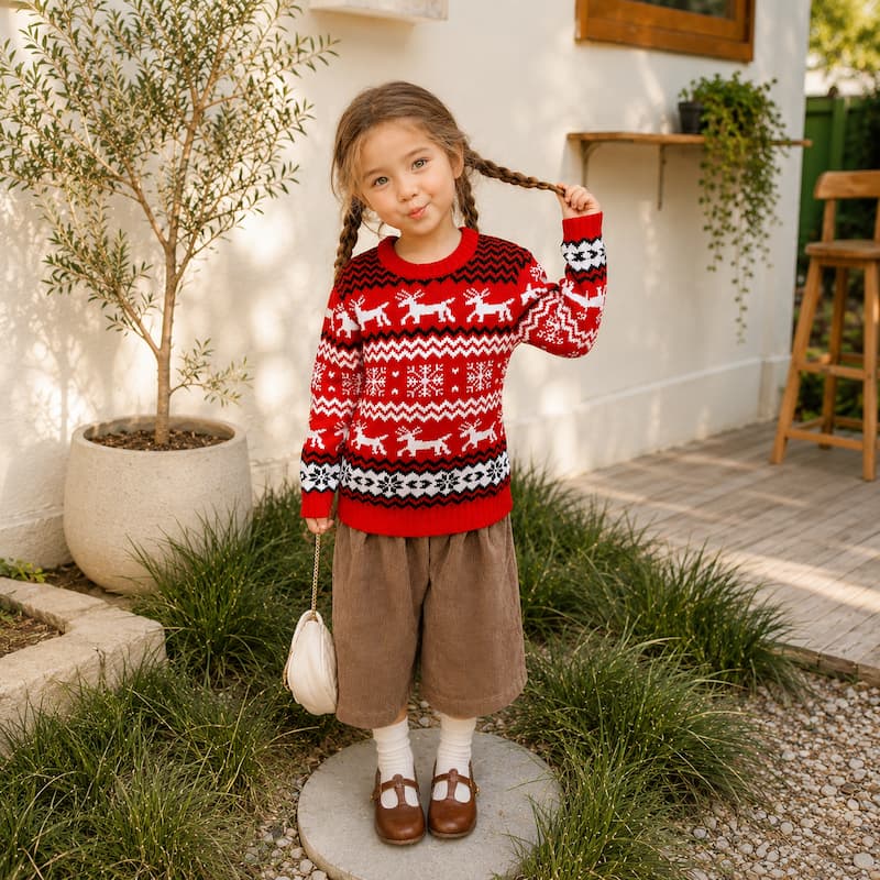 Christmas Jumper - Red Snowflake Reindeer