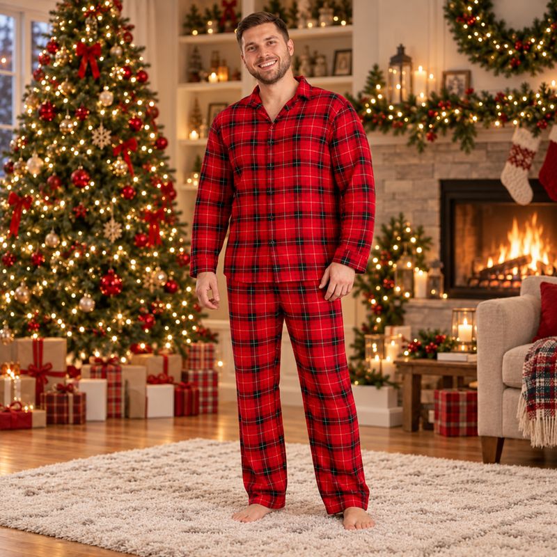 Matching Family Christmas Pyjamas - Red Plaid