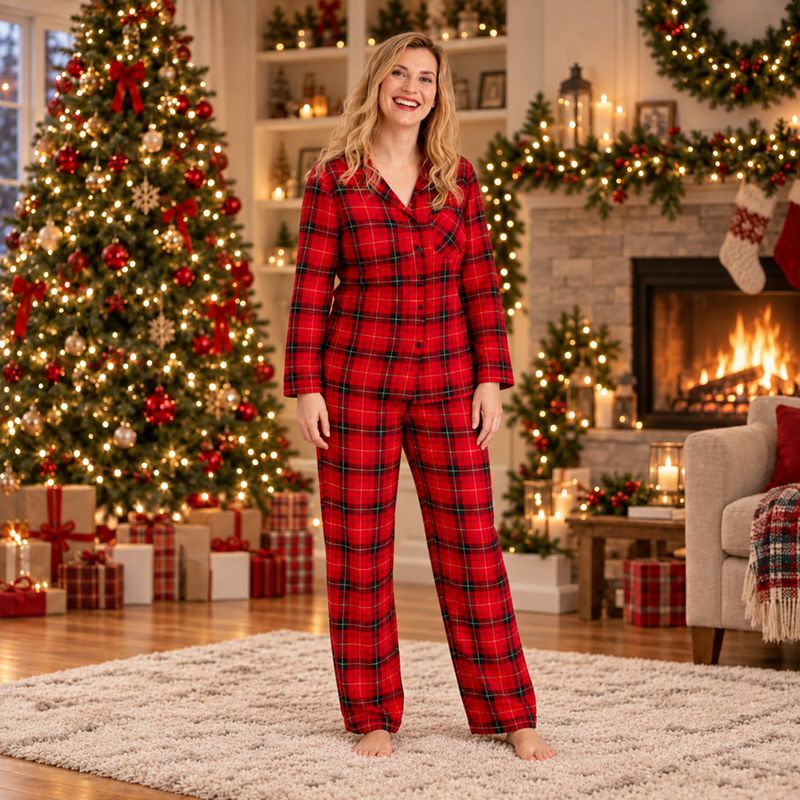 Matching Family Christmas Pyjamas - Red Plaid