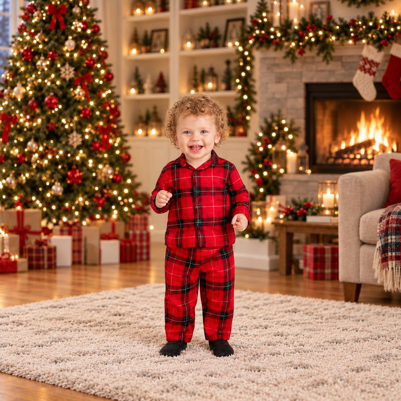 Matching Family Christmas Pyjamas - Red Plaid