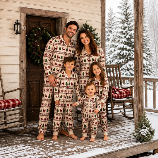 Matching Family Christmas Pyjamas - Rustic Cabin