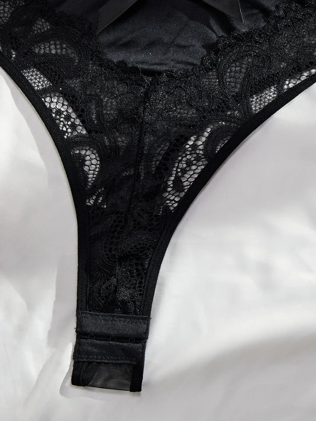 Women's Baroque Lace Underwired Bodysuit with Satin Bow and High-Cut Legs