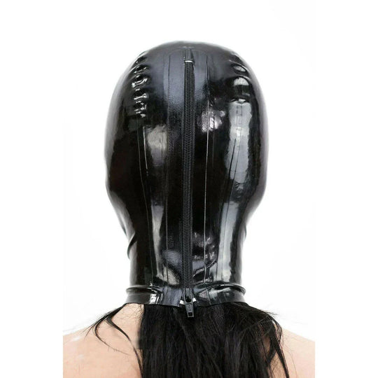 Black Glossy Latex Face Mask with Eye and Mouth Openings