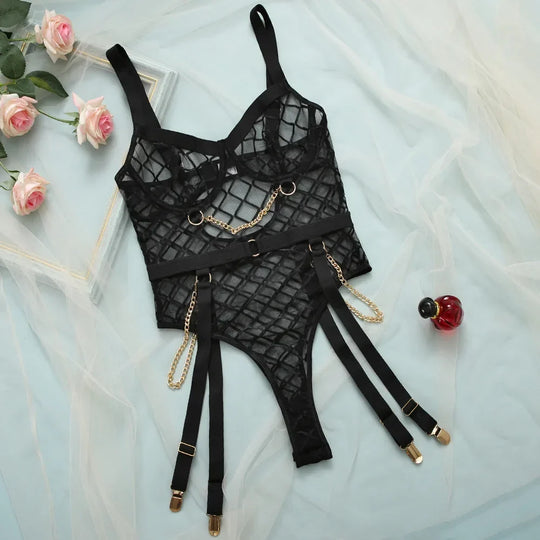 Weicher Damen-Dessous-Body aus atmungsaktivem Stoff mit figurbetonter Silhouette