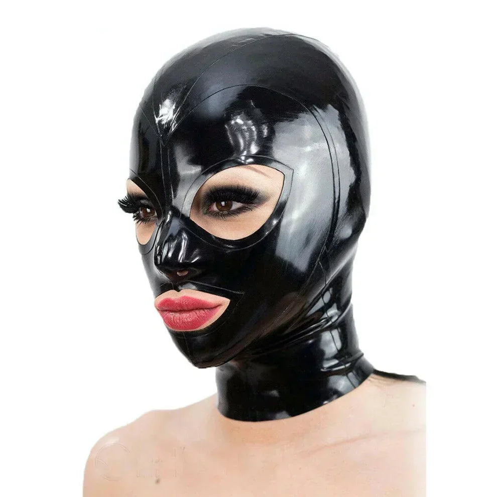 Wet-Look-Bodysuit-Set für Damen mit Frontreißverschluss, Kapuze, langen Handschuhen und Overknee-Strümpfen