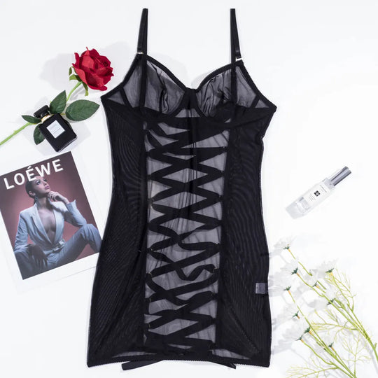 Women's Lightweight Sheer Negligee with Minimalist Cut and Flowing Fabric
