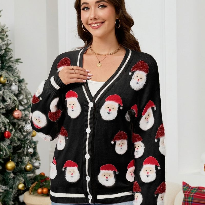 Christmas Jumper - Santa Graphic Button-Up