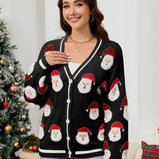 Christmas Jumper - Santa Graphic Button-Up