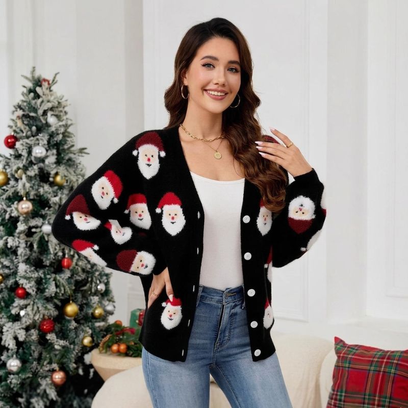 Christmas Jumper - Santa Graphic Button-Up