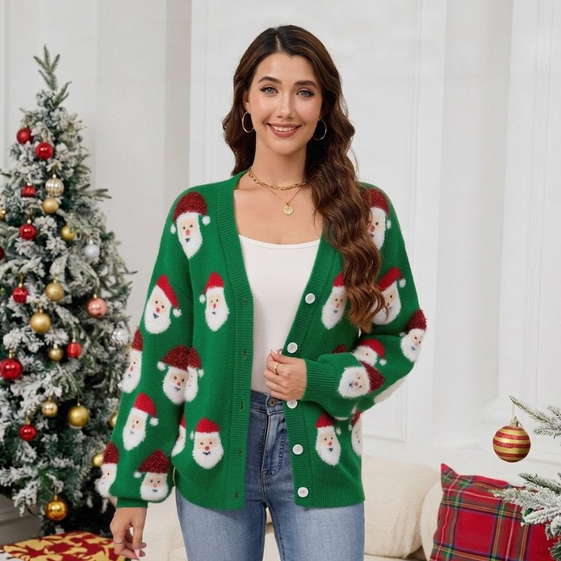 Christmas Jumper - Santa Graphic Button-Up