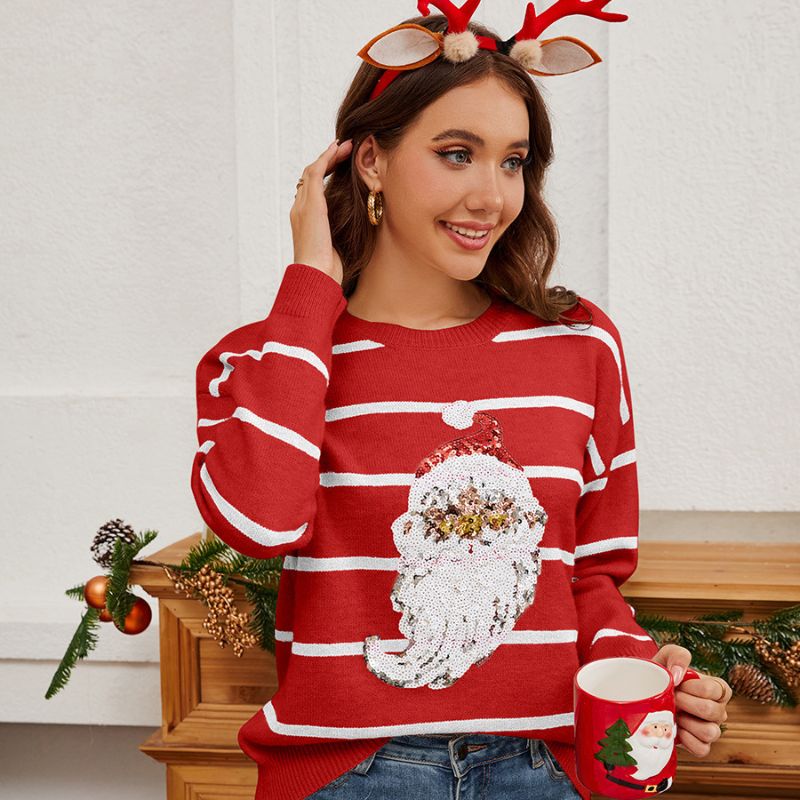 Christmas Jumper - Sequin Santa Striped