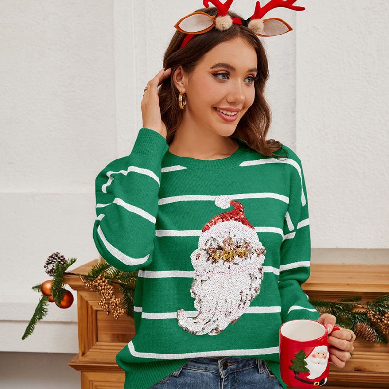 Christmas Jumper - Sequin Santa Striped