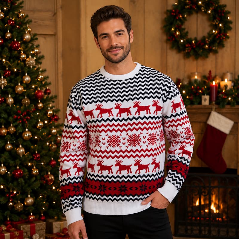 Christmas Jumper - White Snowflake Reindeer